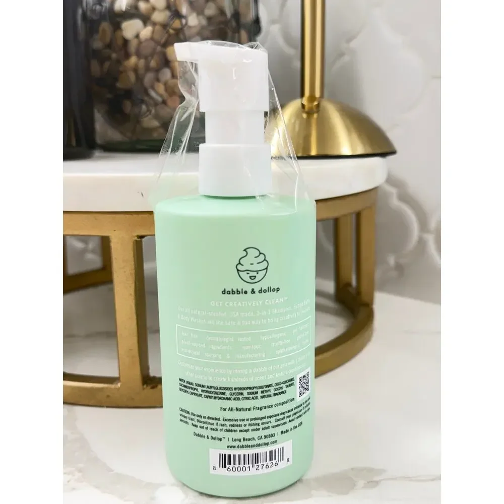 Dabble & Dollop Honeydew 3-in-1 Bubble Bath Body Wash Shampoo 10oz New